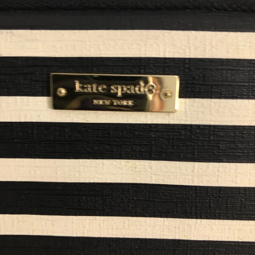 Kate Spade Black and White Striped Laptop Case